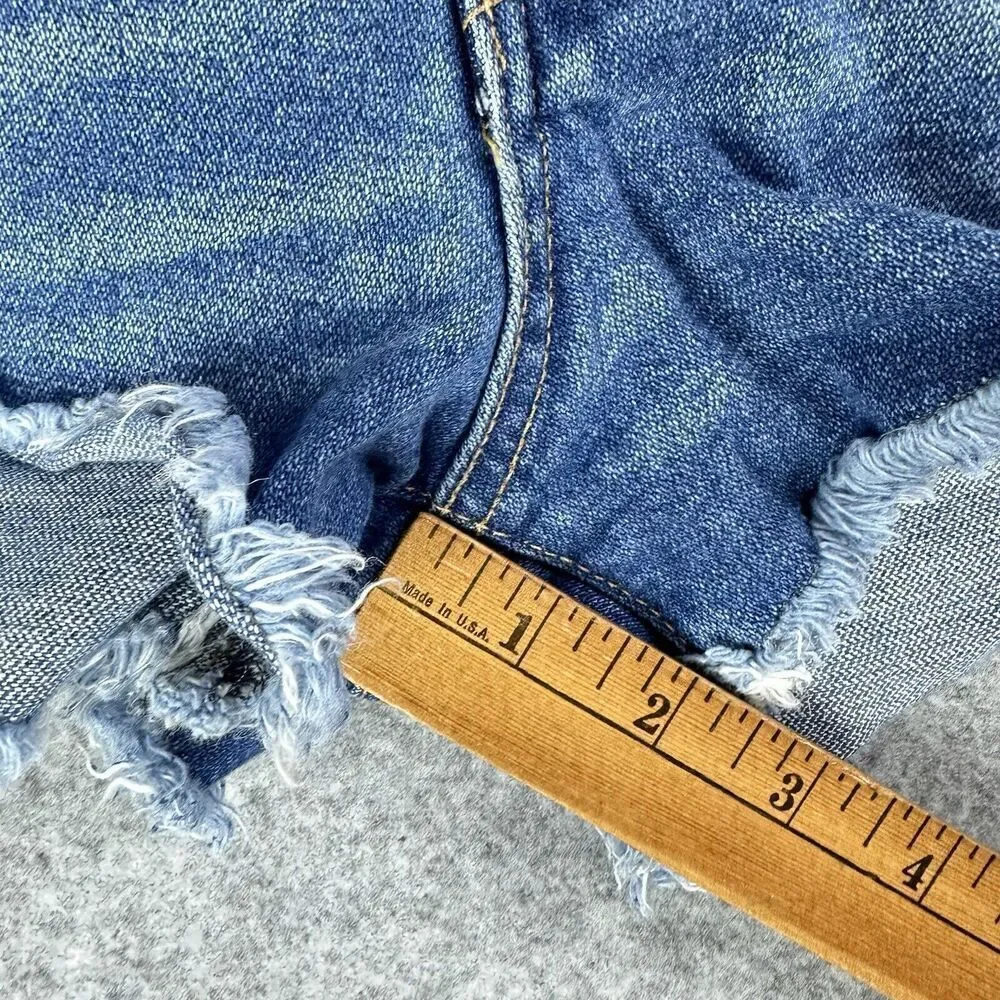Rag & Bone Jean Shorts Womens 25 Blue Med Wash Cut Off Raw Hem Snap Button Fly